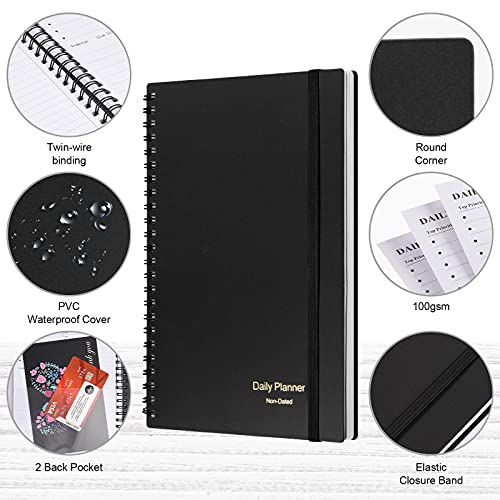 Asten Hourly Daily Planner Notebook - Black