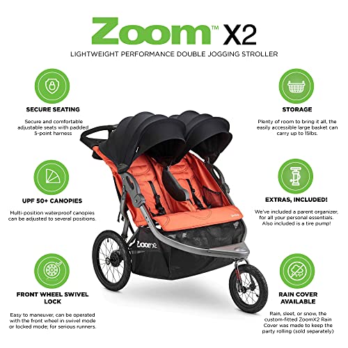 Joovy Zoom X2 Double Jogging Stroller, Paprika