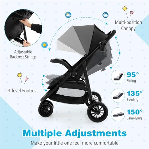 BABY JOY Jogging Stroller Travel System Lightweight Black
