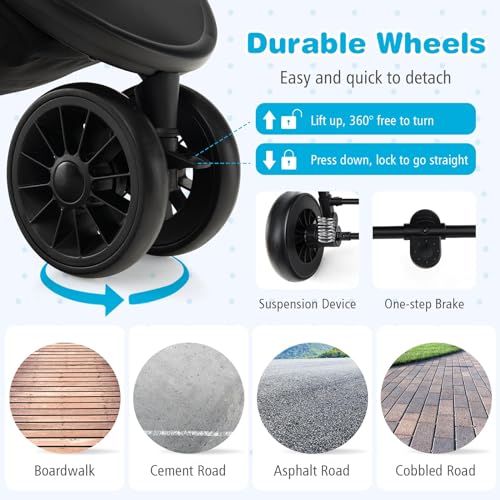 BABY JOY Jogging Stroller Travel System Lightweight Black