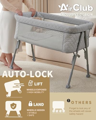 AirClub Bassinet Bedside Sleeper for Newborn with Adjustable Height
