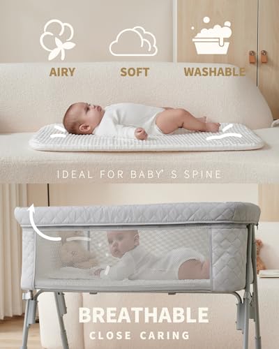 AirClub Bassinet Bedside Sleeper for Newborn with Adjustable Height