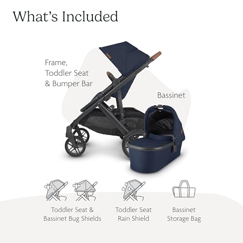 UPPAbaby Vista V2 Stroller Bundle, Navy/Carbon - Convertible