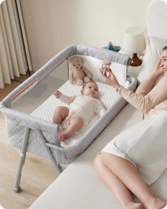 AirClub Bassinet Bedside Sleeper for Newborn with Adjustable Height