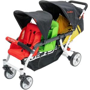 Familidoo H3E Triplet Stroller - Reclining Seats, Safety Harness