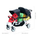 Familidoo H3E Triplet Stroller - Reclining Seats, Safety Harness