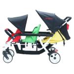 Familidoo H3E Triplet Stroller - Reclining Seats, Safety Harness
