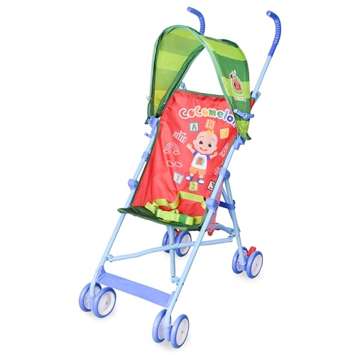 Cocomelon Lightweight Compact Travel Stroller, Red, Canopy, 3D