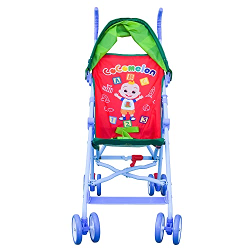 Cocomelon Lightweight Compact Travel Stroller, Red, Canopy, 3D