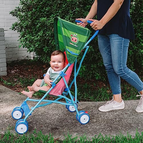 Cocomelon Lightweight Compact Travel Stroller, Red, Canopy, 3D