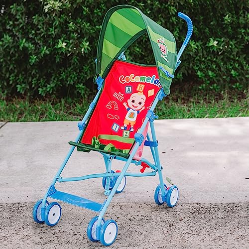 Cocomelon Lightweight Compact Travel Stroller, Red, Canopy, 3D