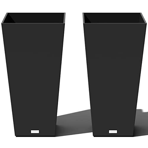 Veradek V-Resin Taper Planters, Set of 2, 30" Black