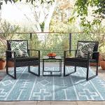3-Piece Black Wicker Patio Furniture Set