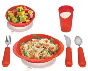 Red Dinnerware Set for Caregivers and Seniors