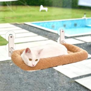 Mounted Brown Cat Window Perch for Comfort
