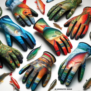 Assorted Fish-Print Fincognito Fishing Sun Gloves in Various Sizes