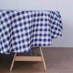 Blue & White Checker Polyester 108-Inch Round Tablecloth