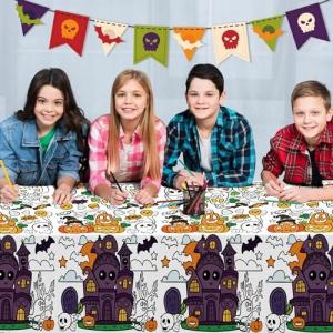 Halloween Coloring Tablecloth for Kids – 54" x 88