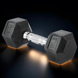 15-Pound Rubber Hex Dumbbell Weight for Workouts