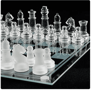 8'' Solid Glass Chess Set with Crystal Board