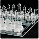 8'' Solid Glass Chess Set with Crystal Board