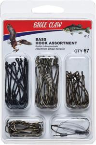 67 Piece Eagle Claw Bass Fishing Hooks Assortment