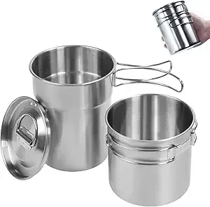 KOKKOYA Stainless Steel Camping Cups and Pot Set