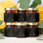 Black & Gold Glitter Love and Thanks Wedding Honey Jar Favors