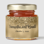 Elegant Faux Gold Glitter and Foil Wedding Honey Jar Favors