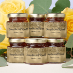 Elegant Faux Gold Glitter and Foil Wedding Honey Jar Favors