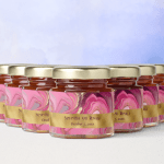 Elegant Faux Gold and Pink Marbled Wedding Honey Jar Favors