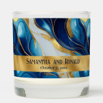 Elegant Faux Gold, Blue and White Marbled Wedding Scented Candle