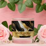 Elegant Faux Gold, Black and White Marbled Scented Candle