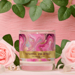 Elegant Faux Gold and Pink Marbled Wedding Scented Candle
