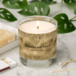 Elegant Faux Gold Glitter and Foil Wedding Scented Candle