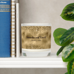 Elegant Faux Gold Glitter and Foil Wedding Scented Candle
