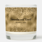 Elegant Faux Gold Glitter and Foil Wedding Scented Candle