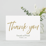 White & Faux Gold Minimalist Wedding Thank You Card