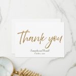 White & Faux Gold Minimalist Wedding Thank You Card