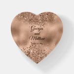 Rose Gold and Glitter Wedding Paperweight