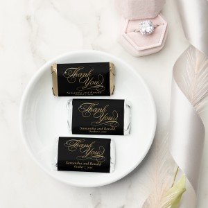 Black & Gold Foil Thank You Calligraphy Wedding Hershey's Miniatures