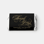 Black & Gold Foil Thank You Calligraphy Wedding Hershey's Miniatures