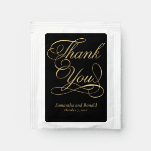 Black & Gold Foil Thank You Calligraphy Wedding Tea Bag Drink Mix