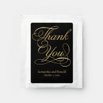 Black & Gold Foil Thank You Calligraphy Wedding Tea Bag Drink Mix
