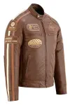 Mens British Motorcycle Brown Wax Leather Jacket  