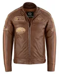 Mens British Motorcycle Brown Wax Leather Jacket  