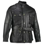 Men's Premium Black Benjamin Button Long Leather Jacket