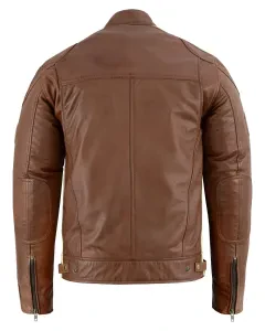 Mens British Motorcycle Brown Wax Leather Jacket  