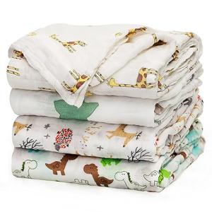 Soft Unisex Bamboo Muslin Swaddle Blankets - 4 Pack