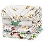 Soft Unisex Bamboo Muslin Swaddle Blankets - 4 Pack